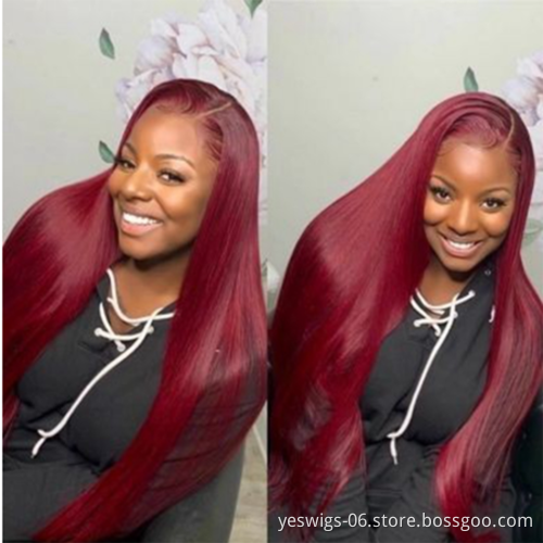 99J Red Deep Wave Lace Front Wigs Human Hair With Baby Hair Straight Colored Lace Frontal Wig Raw Brazilian Cuticle Aligend Wigs
